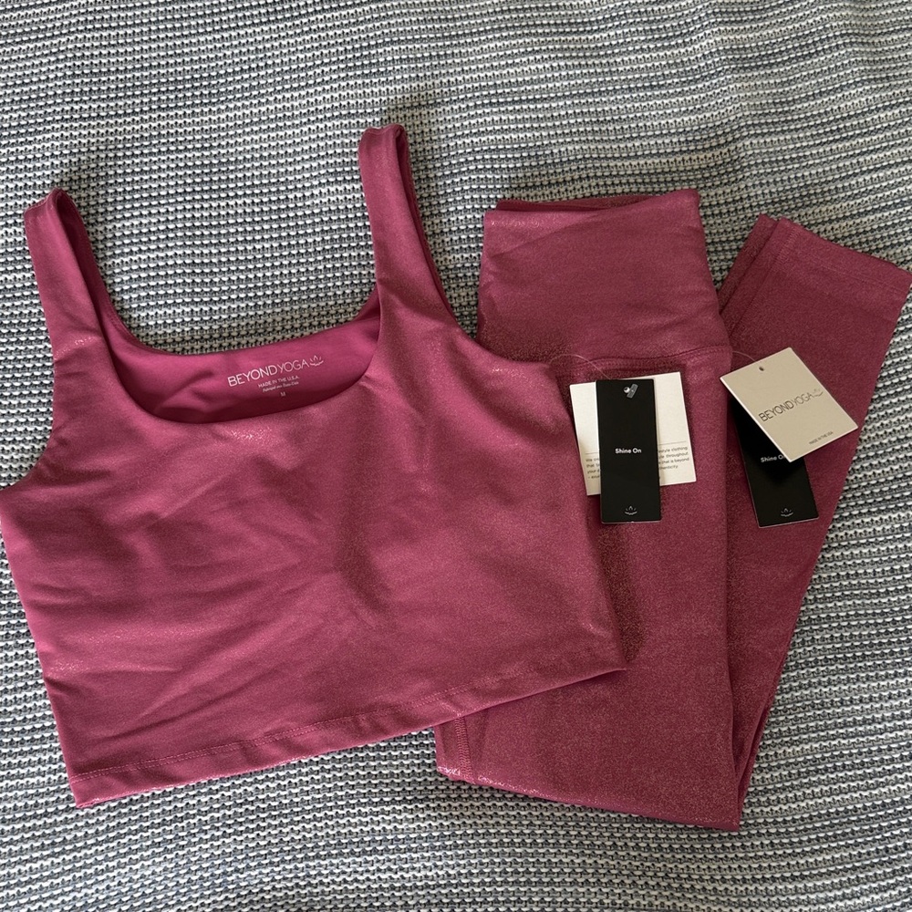 Beyond Yoga Raspberry Scoop Sports Bra & Leggings Set
